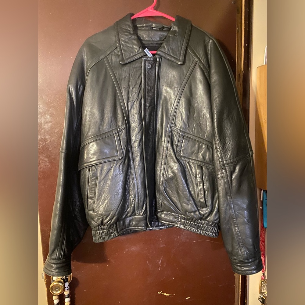 Kenneth Cole Reaction Leather Bomber Jacket